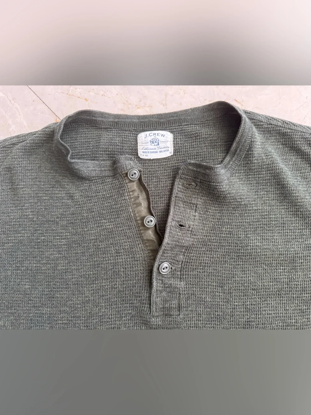 J. Crew Olive Green Thermal Henley